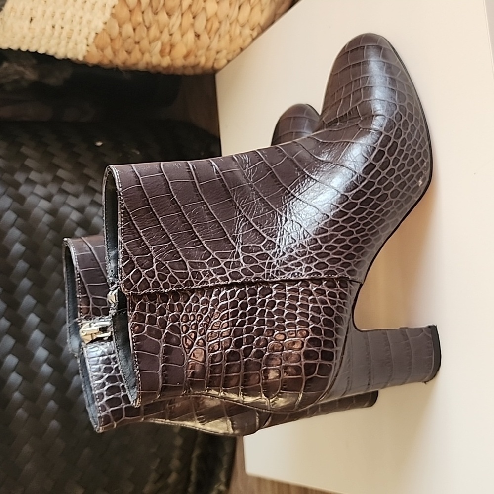 Grigiarancio Patent Leather Croc ankle booties